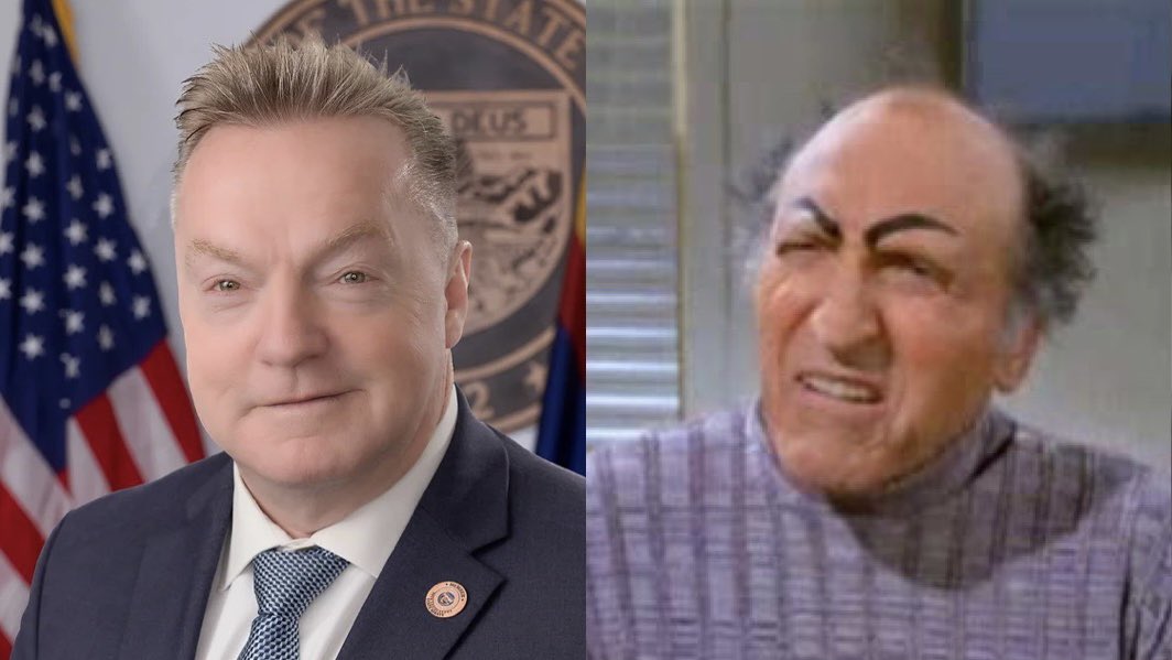 When I saw this picture of Seinfeld’s Uncle Leo his striking similarity to the guy @TheRealThelmaJ1 posted about who slithered back into the Arizona Legislature, insurrectionist Anthony Kern was disturbing! #AZLD27 #AZLeg
