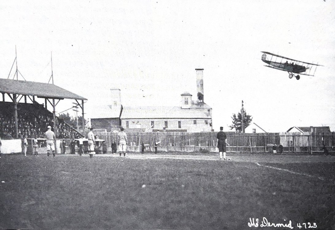 In 1919, Canadian World War One flying ace Wop May dropped a baseball on Edmonton’s Diamond Park from his JN4 airplane. #jbirdy #canadasbaseballbrand #legacyofgreatness #canadianclothing #baseballlife #lifestyleapparel #jbirdybaseballco #baseball #BaseballCanada