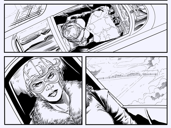 New Inks for Mercedes Lackey's Whitebird Comic. Pencils by the incredible Jean Sinclair, and Inks by Marvel Veteran Tim Dzon. Who's Next! #mercedeslackey #jeansinclair #timdzon #marvel #comics #ww2 #aviation #warbirds  #conquestpublishing  #spitfire #plane #femaleheroes #mentor