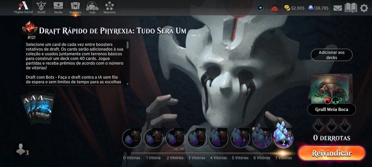 Jonathan_G_B's tweet photo. Matando a saudade de ONE e de quebra garantindo nosso Mítico da temporada. Quem sabe até um top250. Grull Óleo nunca falha Nessa edição. Sem derrotas é mais gostoso.
#magicbr #mtgONE #mtgArena
@fireshoes @limiteddecks @ArenaDraftlists https://t.co/n4BBmu8zSf
