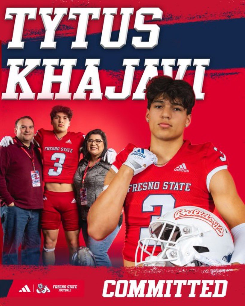 I’m honored and blessed to announce my commitment to play for 🐶🏈@FresnoStateFB. #Bulldogborn @CoachTedford @CoachTSkip @CW__football @BarkBoard @CoachEBrown @BrandonHuffman @KTPrepElite