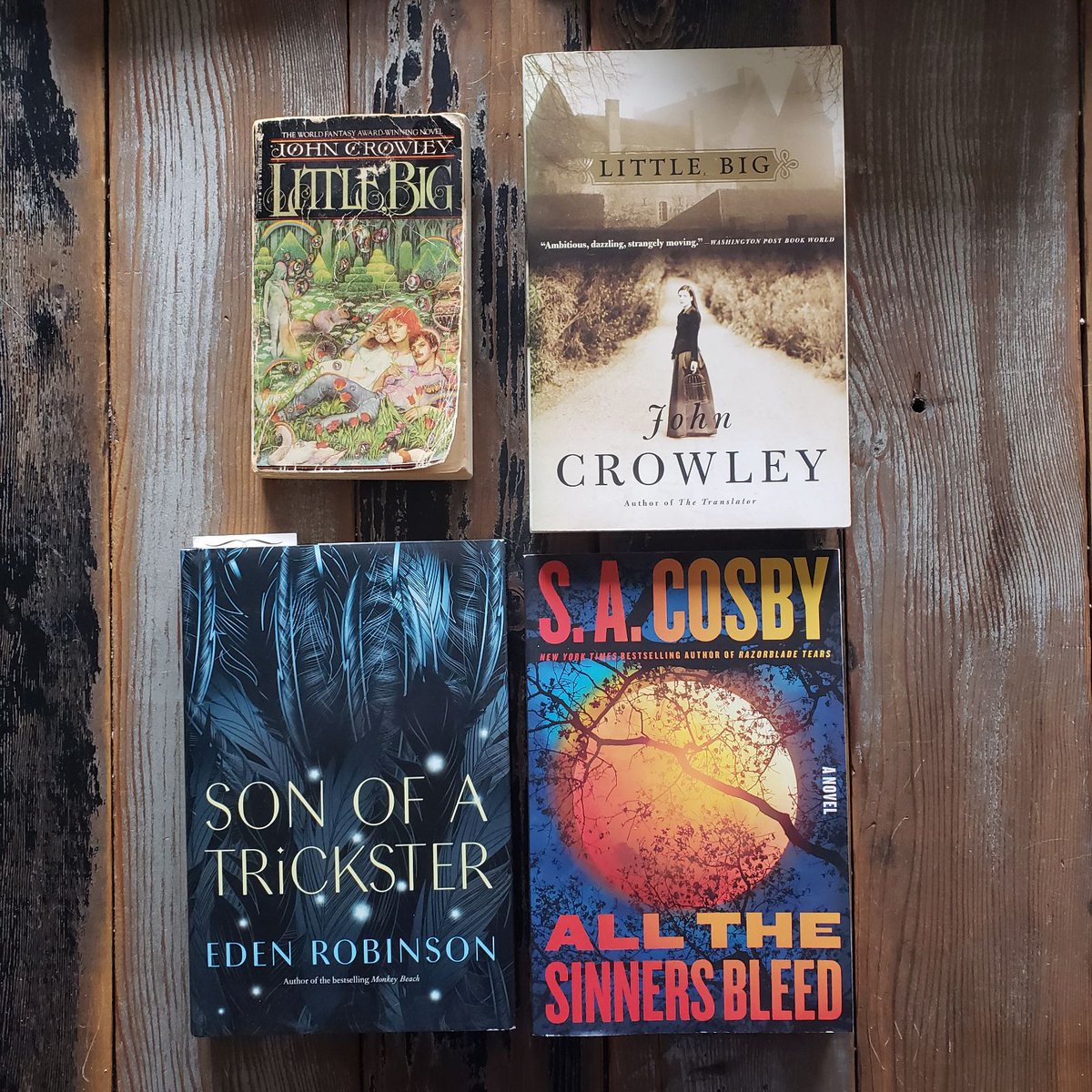 After ten years, and more than a thousand recommendations, it comes down to these three, on my final Beyond the Bestseller column on All Points West:

Little, Big by John Crowley
Son of a Trickster by Eden Robinson
All the Sinners Bleed by SA Crosby

Damn I'm gonna miss this.