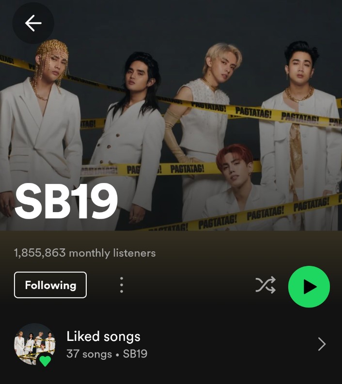 SB19 road to 2M monthly listeners.
We could break another record for SB19

lezz go for 2M!!!

open.spotify.com/artist/3g7vYcd…

@SB19Official #SB19 
#PAGTATAG
#SB19PAGTATAG