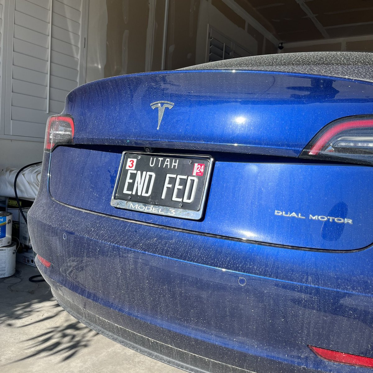 cboyack's tweet image. Yes, the car needs a wash. And yes, my new license plate is awesome. 😂 #endthefed #doubleentendre