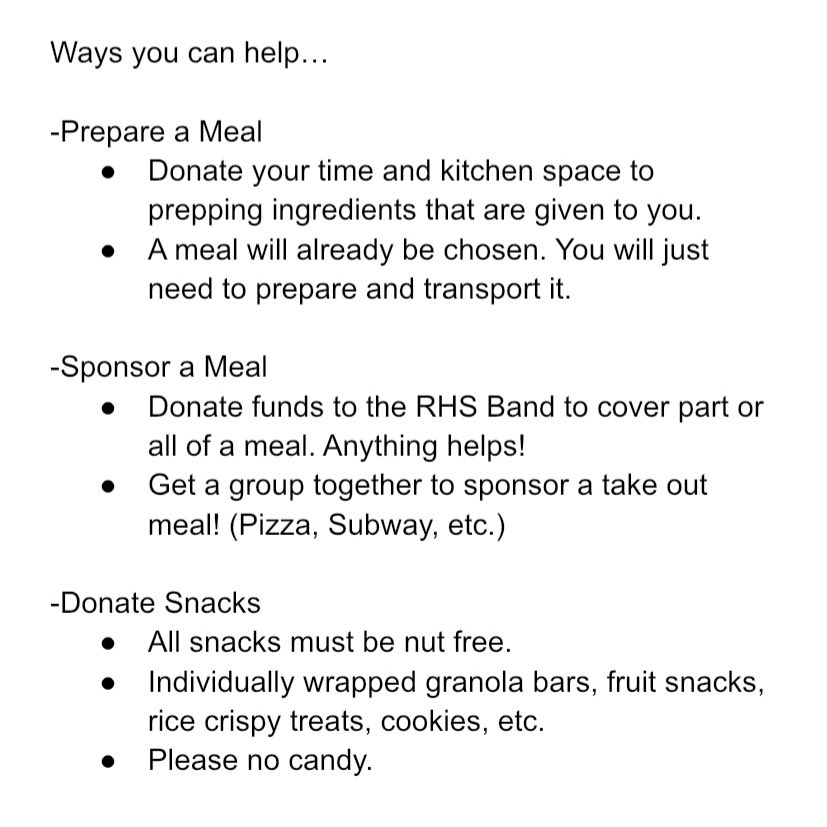 We are launching “Project Feed the Band”! Please consider helping us reduce the cost of running our camp this year. If you cannot help with anything listed below, please like and share to spread the word! Thank you everyone!