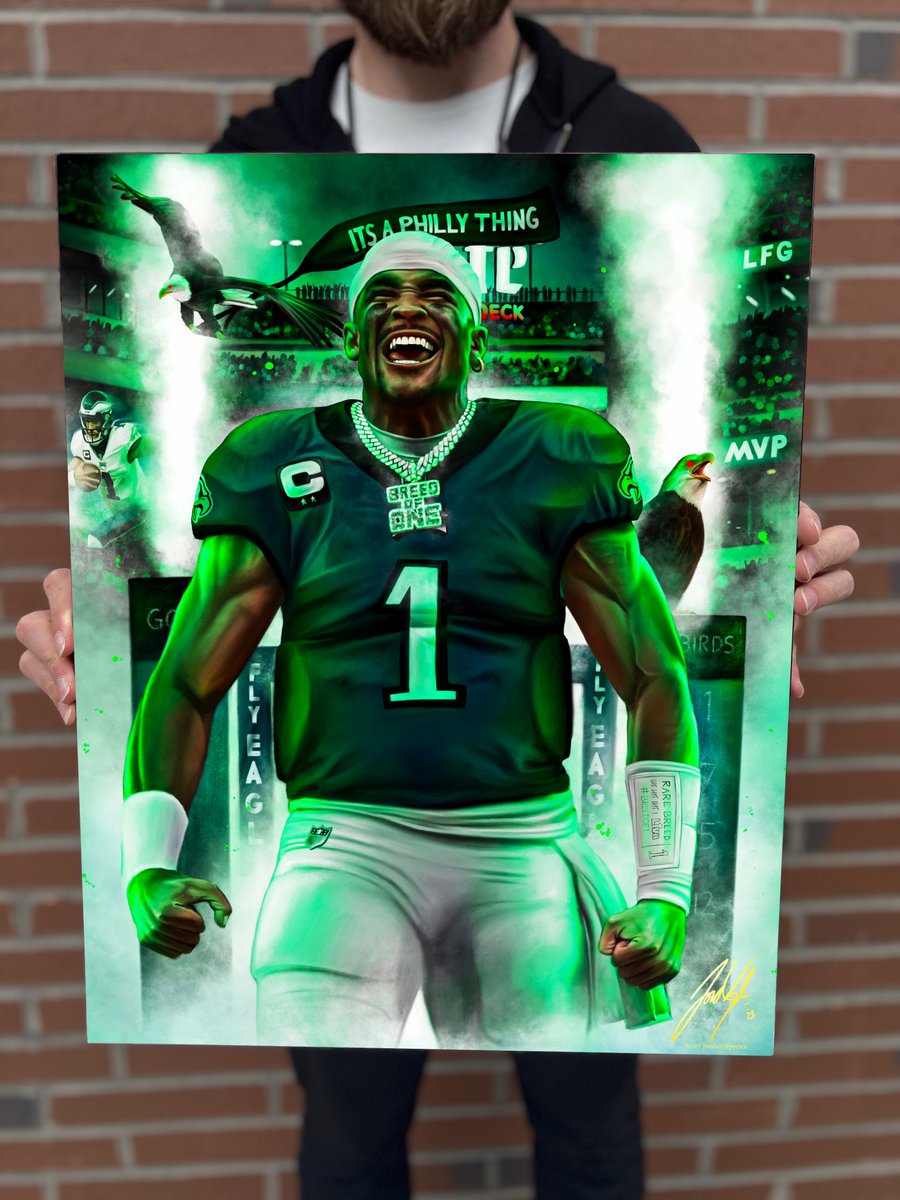 Eagles Nation (@phleaglesnation) on Twitter photo 🚨❗️#PHLSN GIVEAWAY❗️🚨
👉Jalen Hurts "Breed of One" Print👈
ONE lucky #Eagles fan will win!
To win 👇
1) RT this tweet
2) FOLLOW <a href="/Spector_Art/">Spector Art</a> & <a href="/PHLSportsNation/">Philadelphia Sports Nation</a>
3) Enter your email: t.ly/0Sly
#FlyEaglesFly | #PHLSportsNation
👉 Winner announced 6/26-8:00 PM 🚨❗️#PHLSN GIVEAWAY❗️🚨
👉Jalen Hurts "Breed of One" Print👈
ONE lucky #Eagles fan will win!
To win 👇
1) RT this tweet
2) FOLLOW <a href="/Spector_Art/">Spector Art</a> & <a href="/PHLSportsNation/">Philadelphia Sports Nation</a>
3) Enter your email: t.ly/0Sly
#FlyEaglesFly | #PHLSportsNation
👉 Winner announced 6/26-8:00 PM
