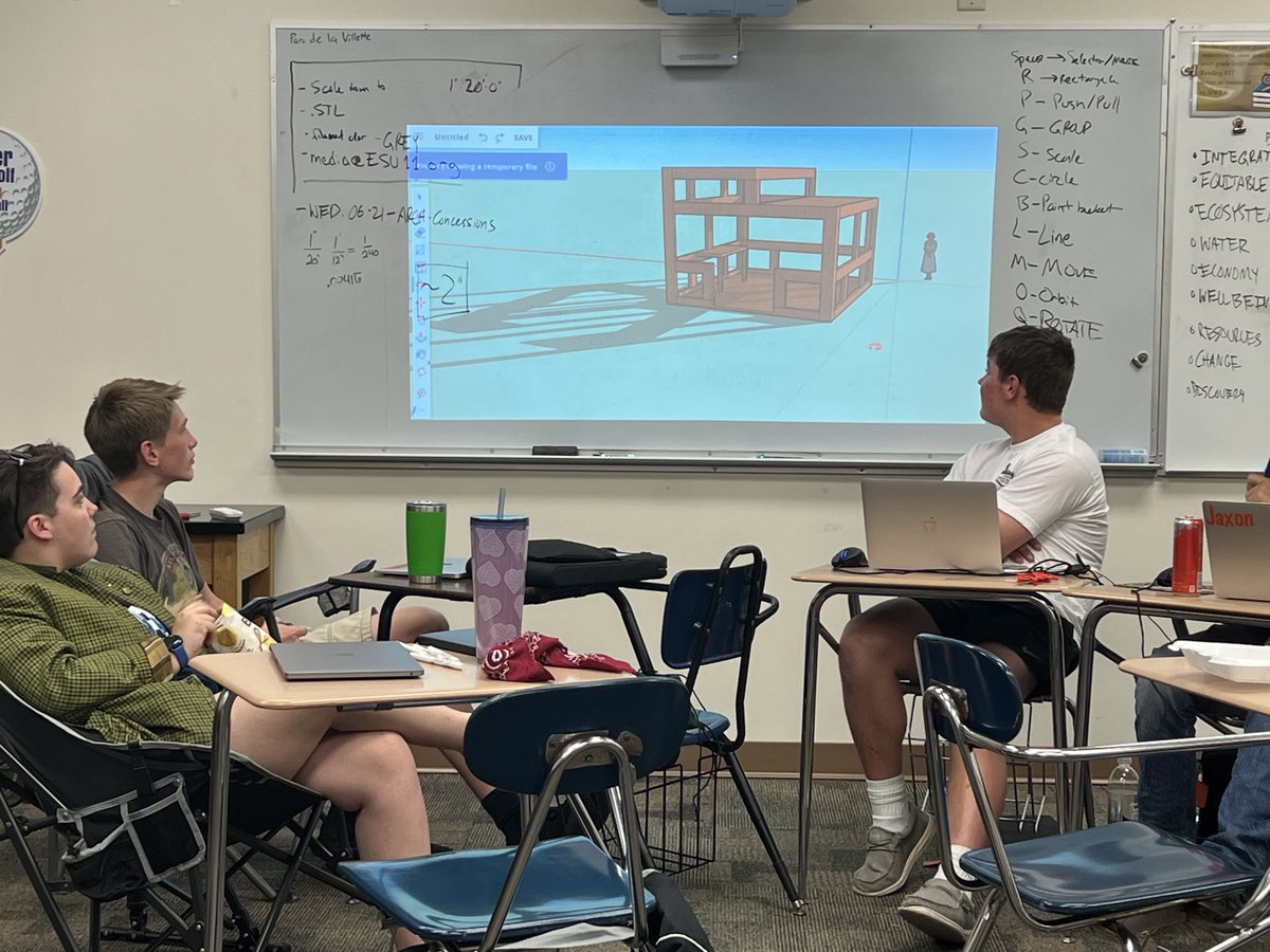 The architecture class accepted the challenge to #design a structure that @esu11 staff and teachers could utilize outside. The class picked the top designs and then pitched their ideas to ESU11 administrator Mr. Poppert.  
@BVHArchitecture @esucc @sketchup
#esu11summerhonors