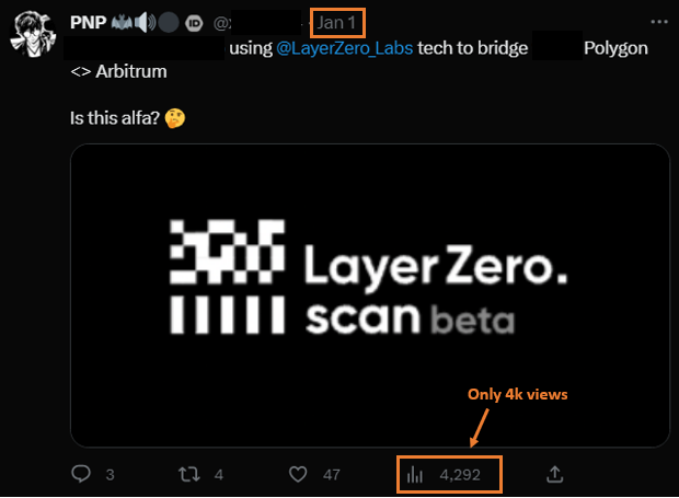 Will be posting a double dose of LayerZero α in a bit:

#1
Well-established perp, integrated L0 6 months ago.
Only a single account on Twitter ever posted about it.

#2
Protocol I've already tweeted about; added 4 (!) more Source/Destination chains to interact with.