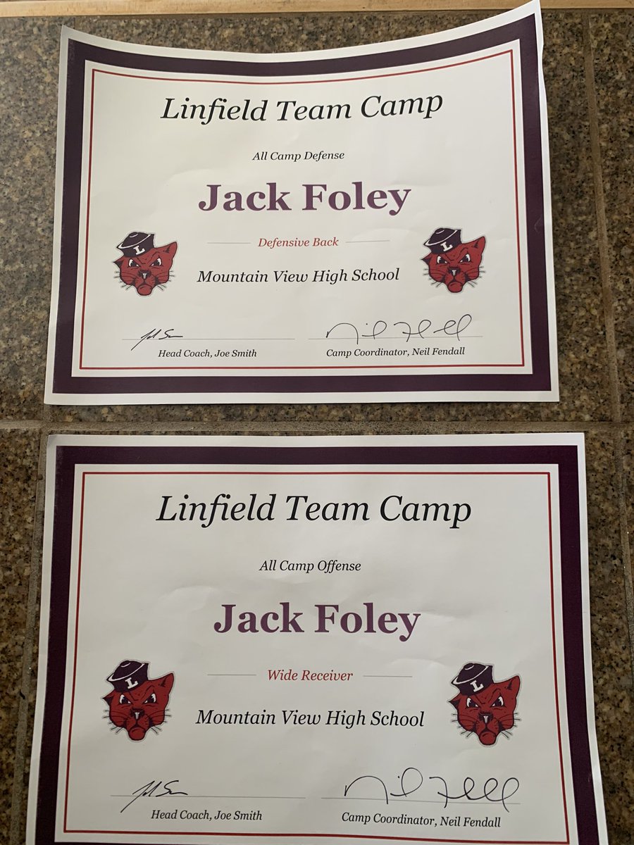 Exited to receive all camp Wide out and DB at Linfield team camp! Thanks @LinfieldFB for the camp.