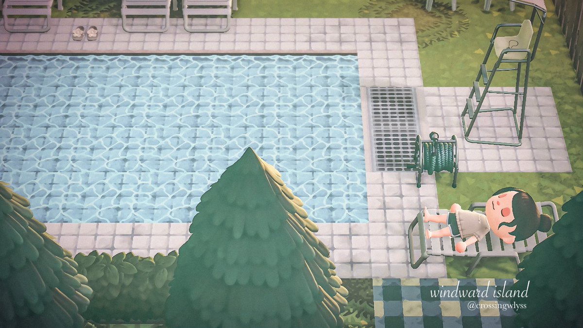 crossingwlyss's tweet photo. by the pool ⛱ #animalcrossingnewhorizons #acnh #acnhdesign https://t.co/Qcx5wCZs8h