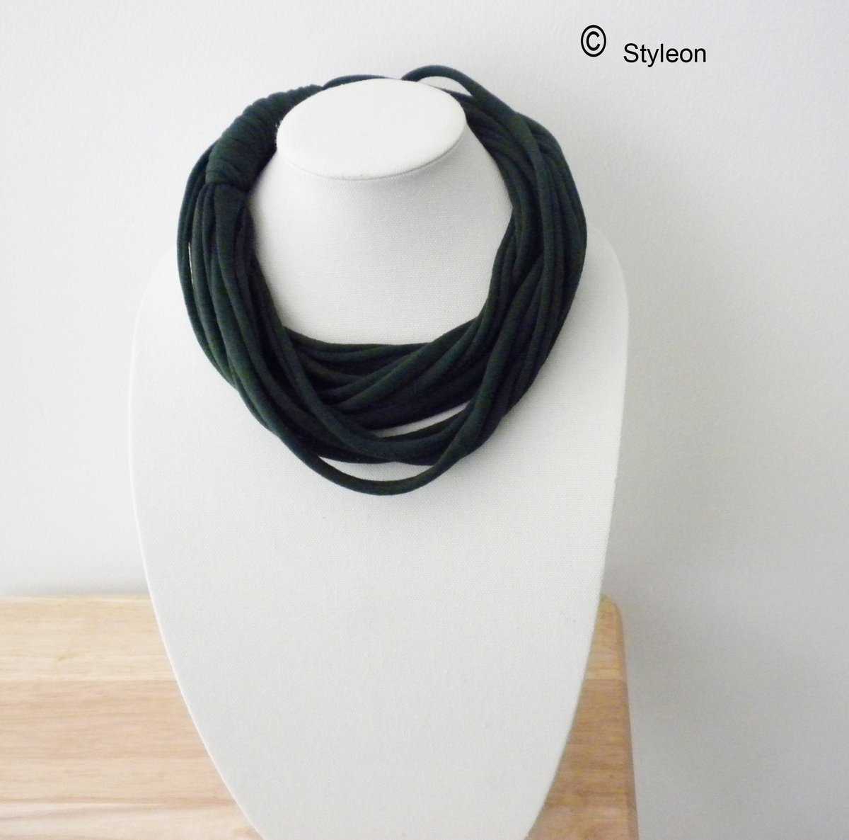 NEW Tee shirt necklace!l #etsy shop: Forest Green Tee shirt yarn necklace, T-shirt yarn, Boho, Rocker, Handmade etsy.me/43Nevft #green #yes #no #unisexadults #5ormore #bohohippie #tshirtyarn #fabricnecklace #bohojewelry