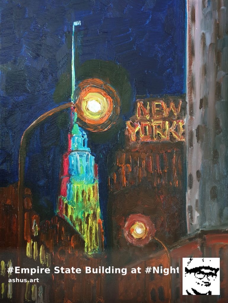🖌️ '#Empire State Building at #Night' original #oilpainting by Ashu Shendé 

🖼️ ashus.art/products/empir…

📦 $270.00 Free S&H within US
🛫 Shipped to 15+ countries

#originalart #art #painting #fineart #visualart #contemporayart #SoulOfAshu