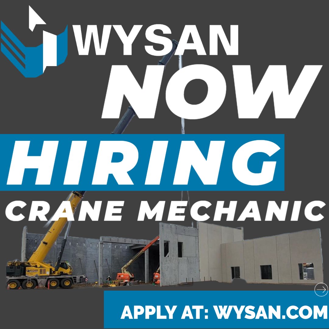 Wysan is growing and that means we are on the hunt for a great Crane Mechanic to join our team! If you or someone you know has the experience to keep our fleet of cranes running apply at wysan.com.
#crane #mechanic #mechanicjobs #cranejobs #nowhiring #wysan