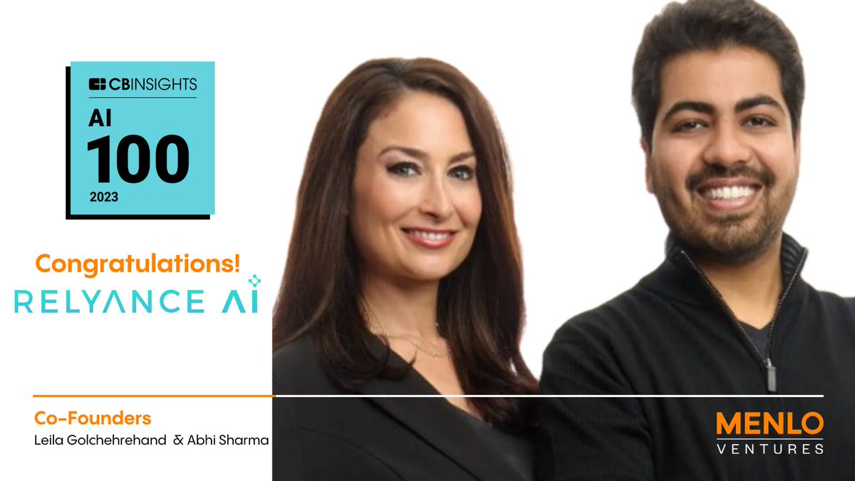 Cheers to <a href="/LeilaGolchehreh/">Leila Golchehreh</a>, <a href="/abhisharma_b/">Abhi Sharma</a>, and the incredible team at <a href="/relyanceai/">Relyance AI</a> on making <a href="/CBinsights/">CB Insights</a> #AI100 list of top AI innovators. Relyance helps enterprises seamlessly manage privacy, data governance &amp; compliance ops on one intuitive platform.