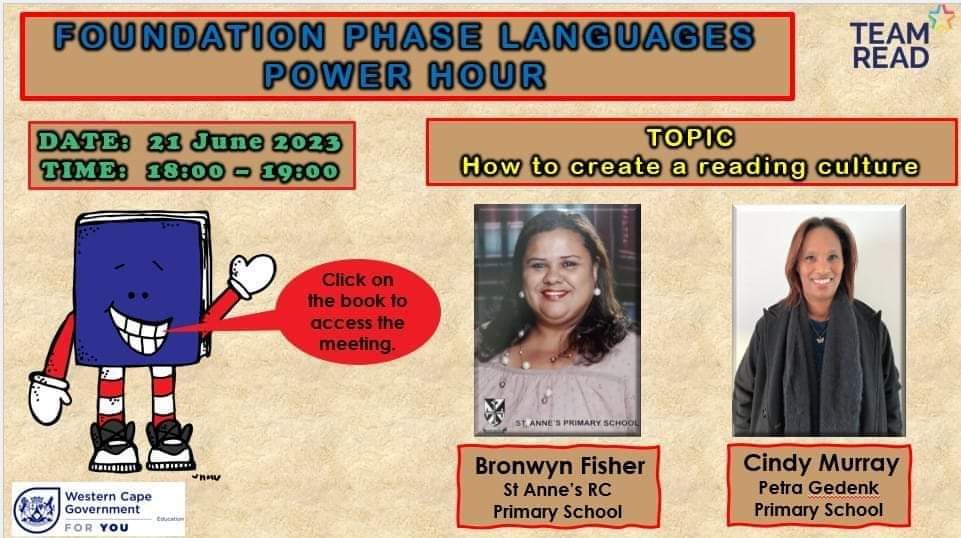 Karen Dudley (@karenr_dudley18) on Twitter photo 👉FP Languages Powerhour👈
✅️2️⃣1️⃣June 2023
✅️🕕 to 🕖 bit.ly/FPLanguages_Po…
#TeamRead📚📙
<a href="/WCEDnews/">WCEDNews</a> <a href="/almaret_toit/">Almaret Du Toit</a> <a href="/WestCoast_Edu/">West Coast Education</a> <a href="/MSED_CURRICULUM/">Metro South Education District</a> <a href="/WCED_CTLI/">Cape Teaching and Leadership Institute</a> <a href="/ECKEDOffice/">ECKEDOffice</a> <a href="/metropoleeast/">MEED</a> <a href="/mced_wced/">WCEDCentral</a> <a href="/capewinelandsed/">CWEdD</a> <a href="/WCED_Districts/">WCED_CD Districts</a> 👉FP Languages Powerhour👈
✅️2️⃣1️⃣June 2023
✅️🕕 to 🕖 bit.ly/FPLanguages_Po…
#TeamRead📚📙
<a href="/WCEDnews/">WCEDNews</a> <a href="/almaret_toit/">Almaret Du Toit</a> <a href="/WestCoast_Edu/">West Coast Education</a> <a href="/MSED_CURRICULUM/">Metro South Education District</a> <a href="/WCED_CTLI/">Cape Teaching and Leadership Institute</a> <a href="/ECKEDOffice/">ECKEDOffice</a> <a href="/metropoleeast/">MEED</a> <a href="/mced_wced/">WCEDCentral</a> <a href="/capewinelandsed/">CWEdD</a> <a href="/WCED_Districts/">WCED_CD Districts</a>