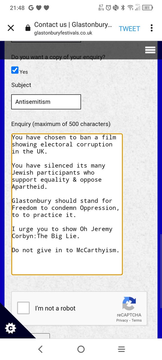 @simonmaginn @glastonbury Note: changed the subject to Antisemitism & Censorship ...
#OhJeremyCorbyn #TheBigLie
#glastonbury2023 @glastonbury