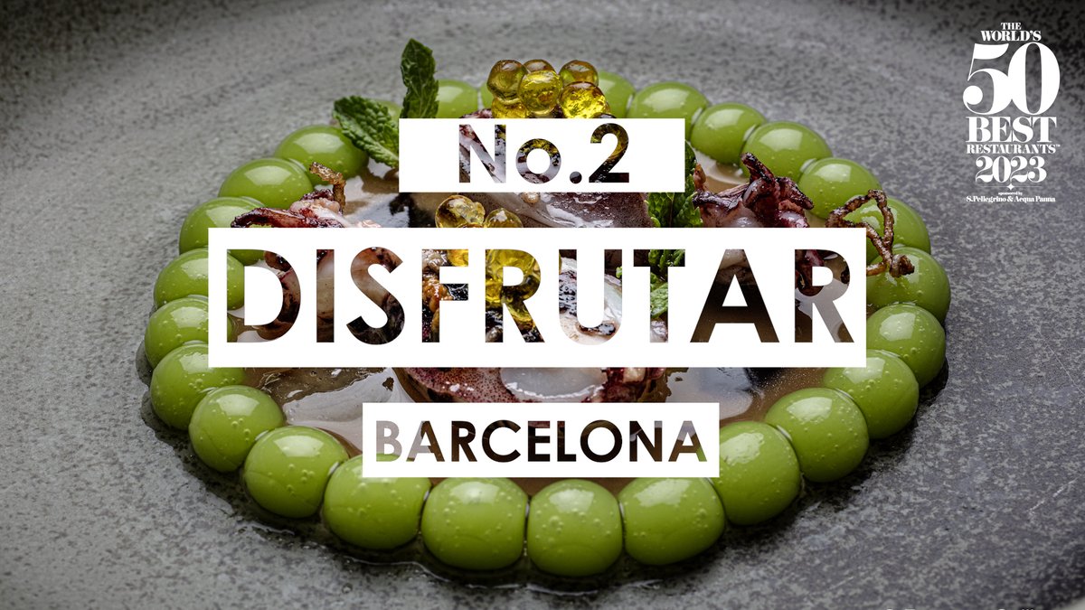 Disfrutar in #Barcelona claims the No.2 position in The World’s 50 Best Restaurants 2023, sponsored by S.Pellegrino &amp; Acqua Panna! #Worlds50Best #disfrutarbcn <a href="/DisfrutarBCN/">Disfrutar Barcelona</a>