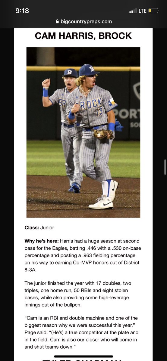 Thank you <a href="/BigCountrySport/">Evan Ren</a> for the 1st team recognition! <a href="/BrockEaglesBSB/">Brock Eagle Baseball</a> <a href="/DFWTwins/">DFW TWINS</a>
