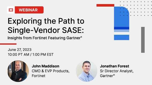Fortinet's tweet photo. 📣 Don't miss out!

Hear the latest on the rapidly evolving #SASE market as #Fortinet CMO and EVP of Products, John Maddison shares how our single-vendor SASE approach streamlines networking and security goals for organizations.

🗓 Register today: https://t.co/rOqPpEGAQO https://t.co/5fOwlTMepv