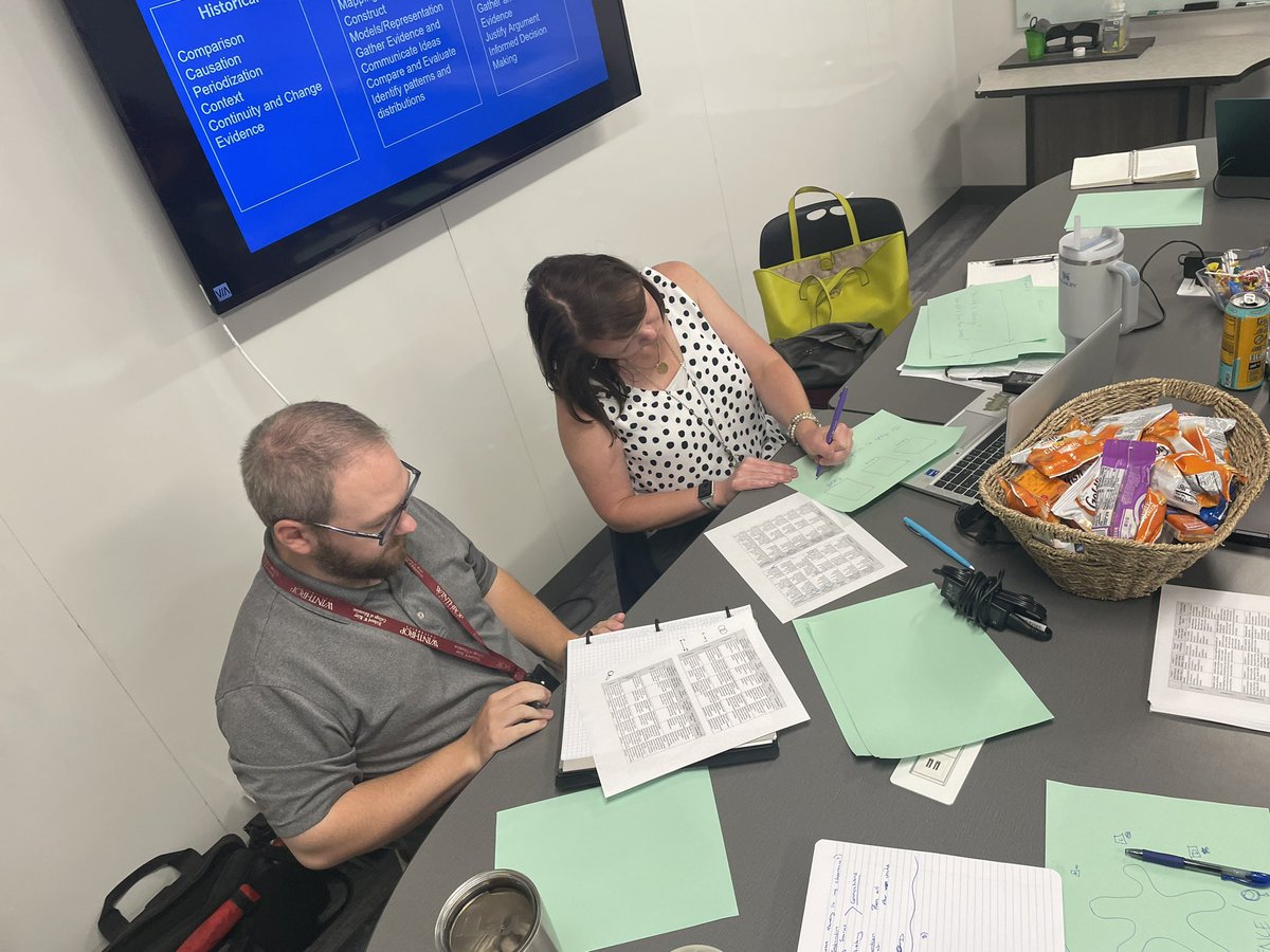 QueenieHall1's tweet photo. We have been thinking 🤔 about student thinking the last two days. Amazing English and Social Studies #PLCLeaders @RockHillSchools Great PD sessions! https://t.co/8OnI2xm23N