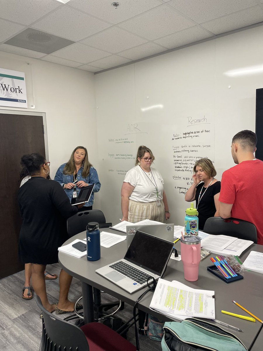 QueenieHall1's tweet photo. We have been thinking 🤔 about student thinking the last two days. Amazing English and Social Studies #PLCLeaders @RockHillSchools Great PD sessions! https://t.co/8OnI2xm23N
