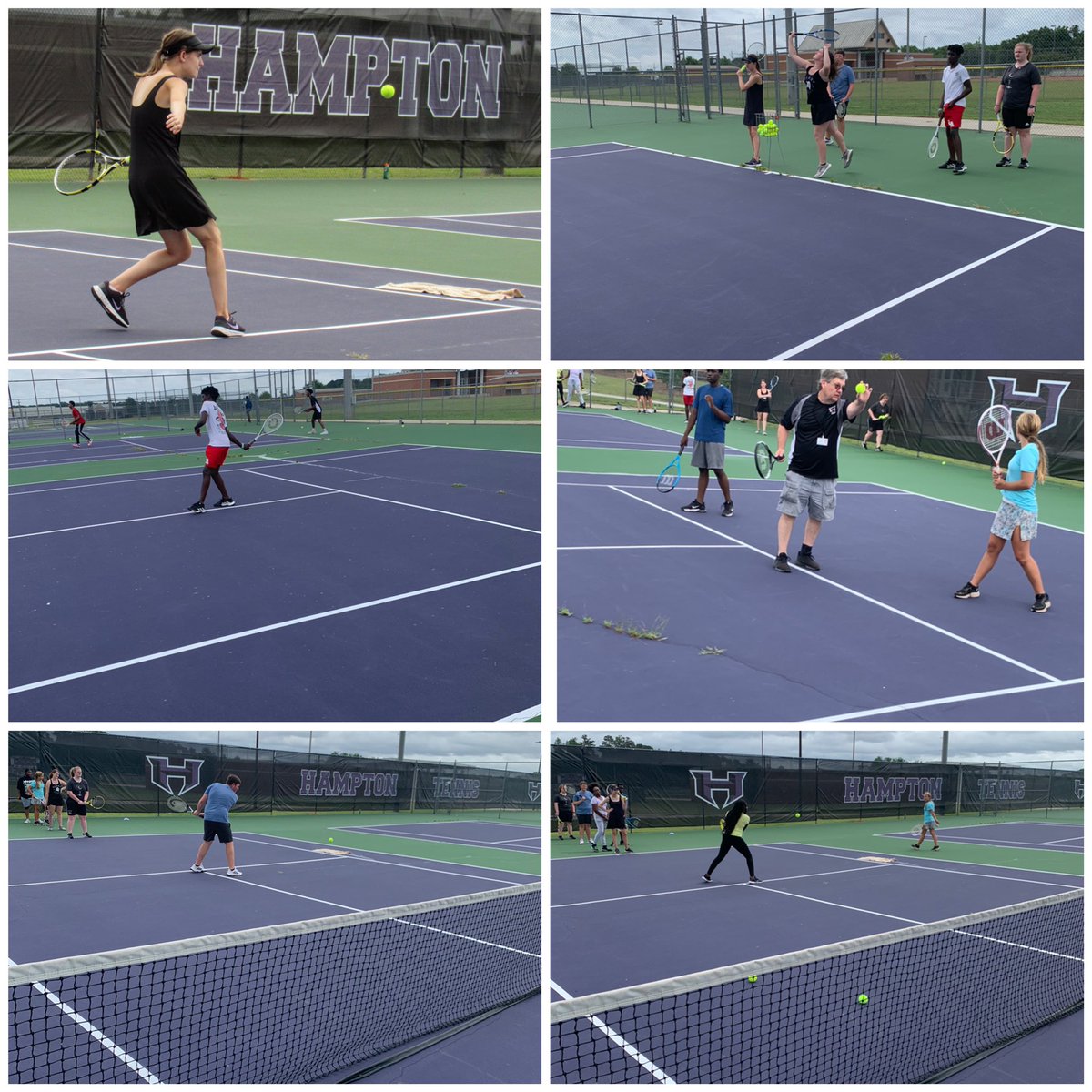 This week has been great developing young tennis players. Hampton High loves their community. The first 2 days of HHS Youth Summer Tennis Camp have been amazing. We have all ages 5-20, beginners, intermediate, and advanced players all coming out working hard. #BuildingourFuture