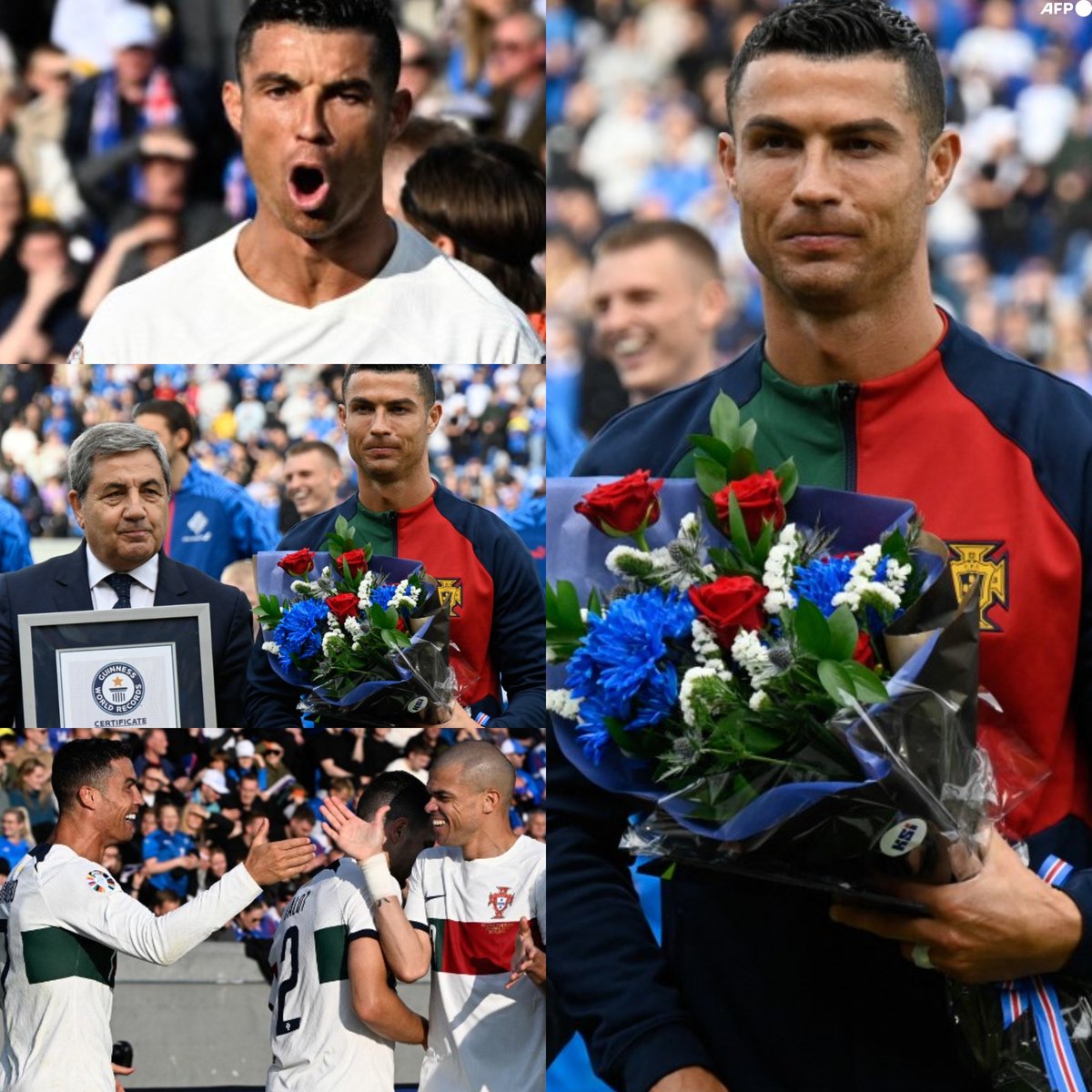 InvictosSomos's tweet photo. ➤ Hoy llegó a los 200 partidos con selección mayor.
➤ Hoy recibió el Récord Guinness como el jugador con más participaciones internacionales en toda la historia.
➤ Hoy marcó el gol del triunfo de Portugal ante Islandia.
➤ Hoy volvió a ser el MVP de su selección nacional.

A los 38 años de edad, Cristiano Ronaldo dos Santos Aveiro sigue haciendo historia.

UN DÍA MÁS EN LA OFICINA.