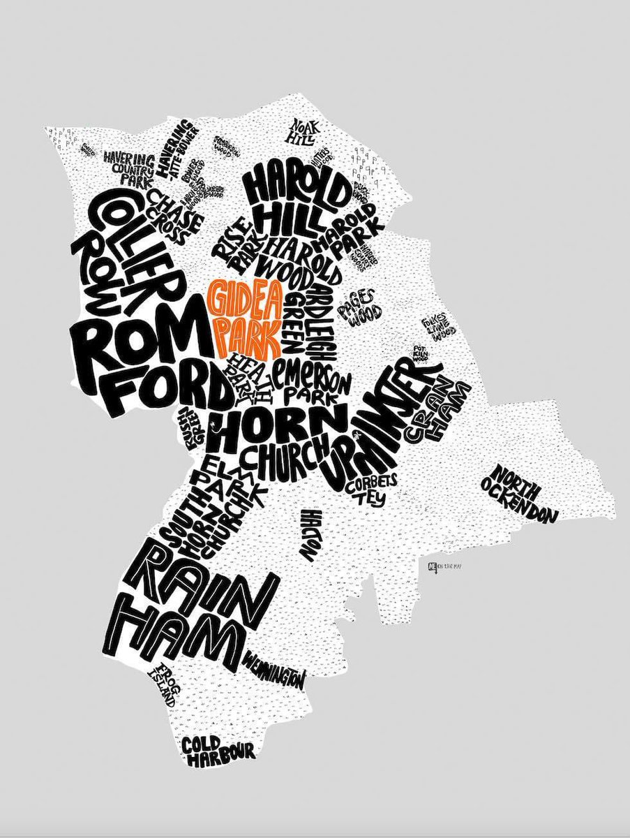 My map of Havering borough - featuring all the main districts. The map is a available in a range of sizes and can be personalised to highlight your area 🤩

#havering #romford #gideapark #hornchurch #upminster #rainham #emersonpark <a href="/HaveringDaily/">The Havering Daily</a> 

Meonthemap.co.uk