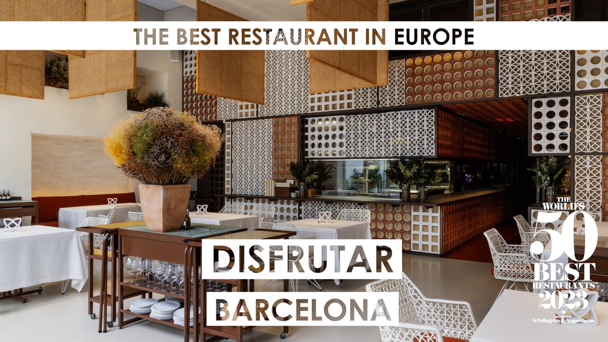 TheWorlds50Best's tweet photo. Disfrutar in #Barcelona takes home the title of The Best Restaurant in Europe 2023! #Worlds50Best #disfrutarbcn @DisfrutarBCN https://t.co/pnydQPLBjq