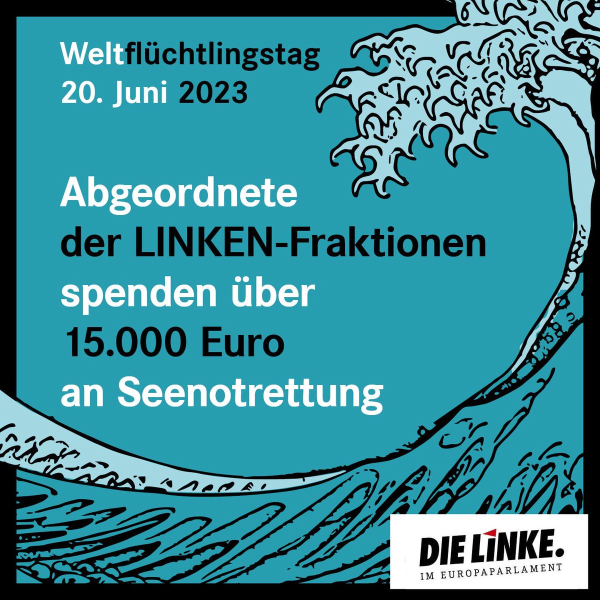 Tagtäglich sterben Menschen im Mittelmeer. Die EU schottet sich weiter ab. Mit #Geas ist ein Frontalangriff auf das Asylrecht geplant. Weil sie unsere Menschlichkeit &amp;Grundrechte verteidigen, haben wir Abgeordnete der <a href="/dielinke/">Die Linke</a> über 15.000€ an die zivile Seenotrettung gespendet