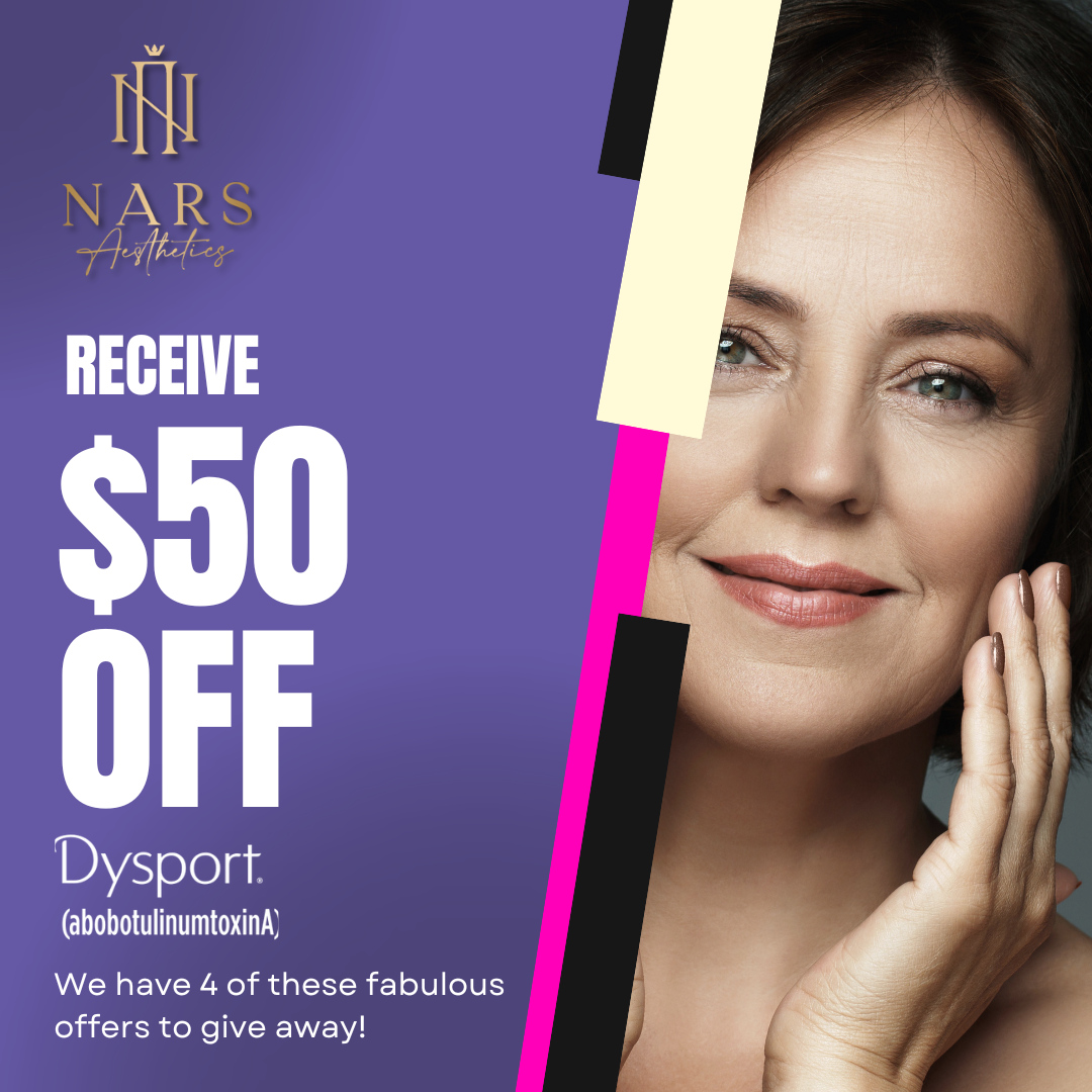 narsabq's tweet photo. 🎉 Special Offer Alert! 🎉

We are thrilled to announce an exclusive promotion for all the beauty enthusiasts out there! To celebrate Nars Aesthetics's opening, we partnered with Dysport to bring you an incredible offer! 🌟

🔥 Get $50 OFF your Dysport treatment! 🔥

For those... https://t.co/wj33rmrwyN