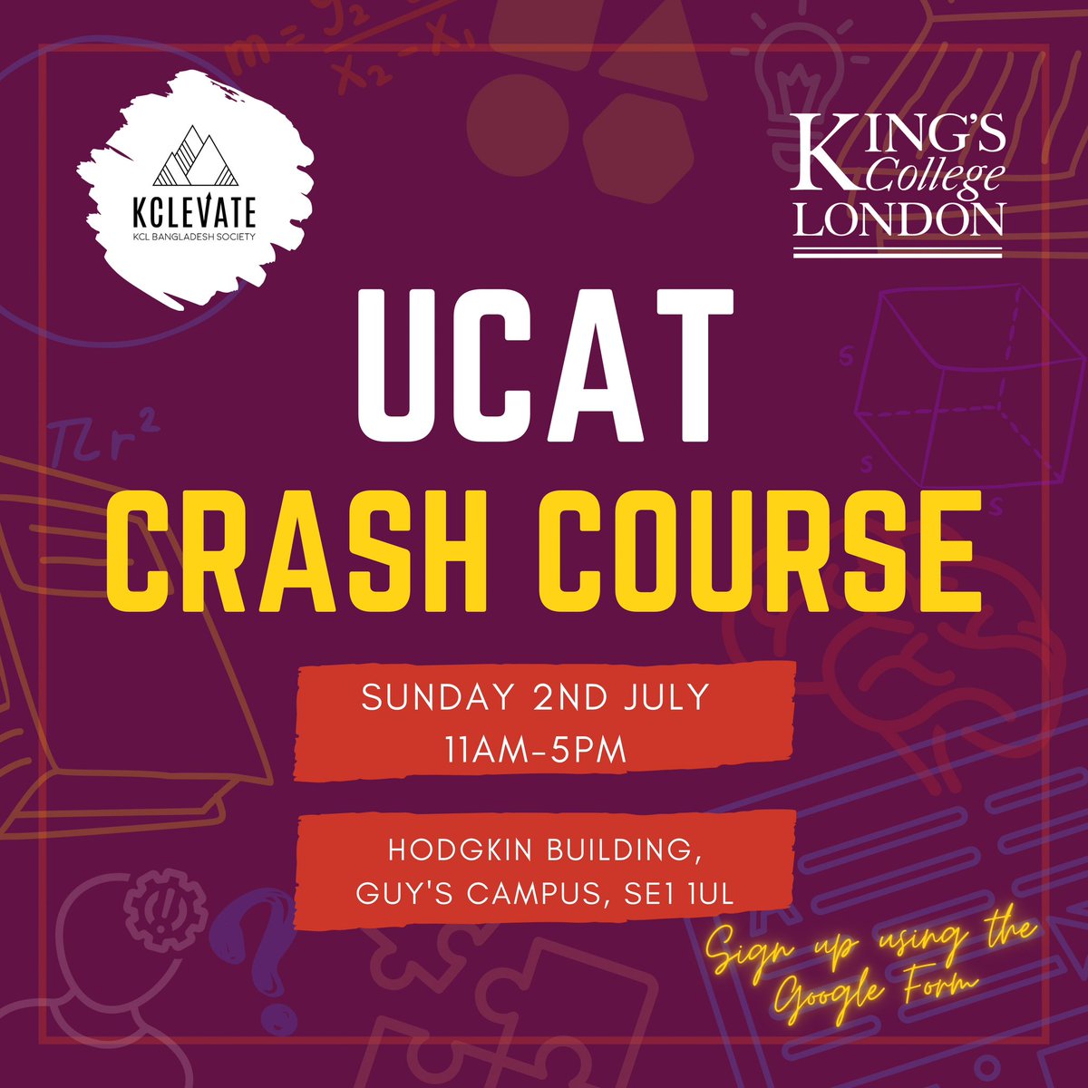 UCAT season is here! 
Join our medical and dental team in this ultimate free crash course event! 

Our committee members will be covering each section of the UCAT with tips & question walkthroughs!
Sign up link is in our bio! 
#wideningparticipation #ucat2023 #ucas2023