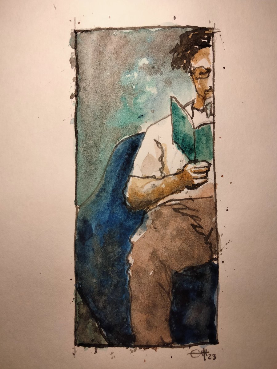 My name is...

#thedailysketch #watercolour and #inkdrawing of a figure reading
#originalartwork #figurative #illustrationart #artforsale ebay.co.uk/itm/3257019877…