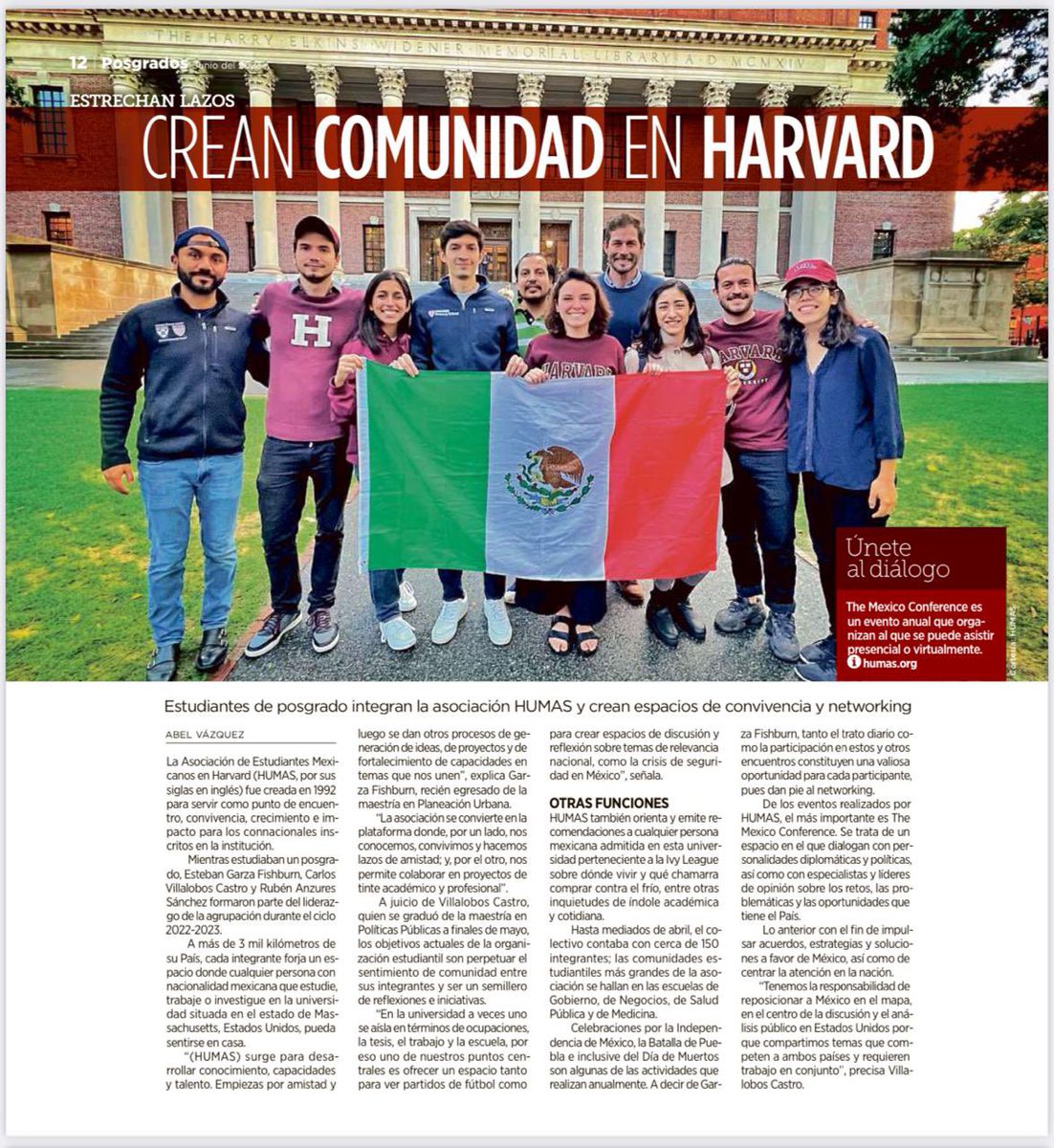 cevillalobosc's tweet photo. A propósito del cierre de mi etapa como Co-Presidente de @HarvardHUMAS les comparto un artículo en @UniversitariosR sobre el proyecto que cerramos este año.

¡Gracias, @Reforma por el espacio! https://t.co/xJQtaXK81M