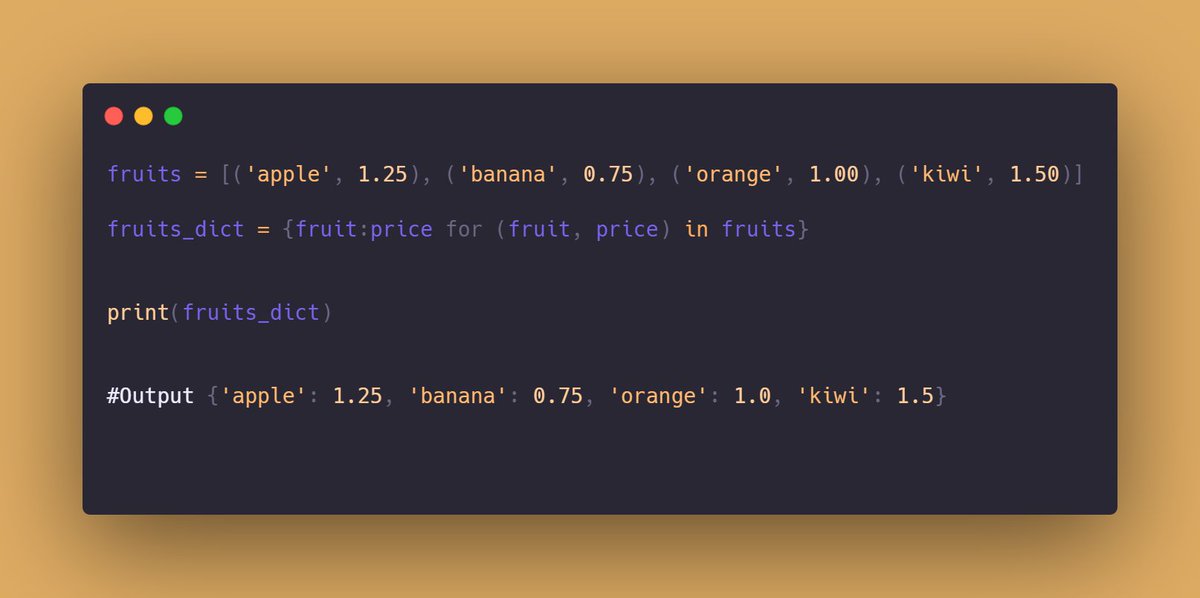pythoncodestar's tweet image. Do you know there is dictionary comprehension in Python, which works just like list comprehension?
It helps create a dictionary with one line of code.

Take a look at these two code snippets. One uses traditional for loop and the other uses comprehension. Which one is easier?