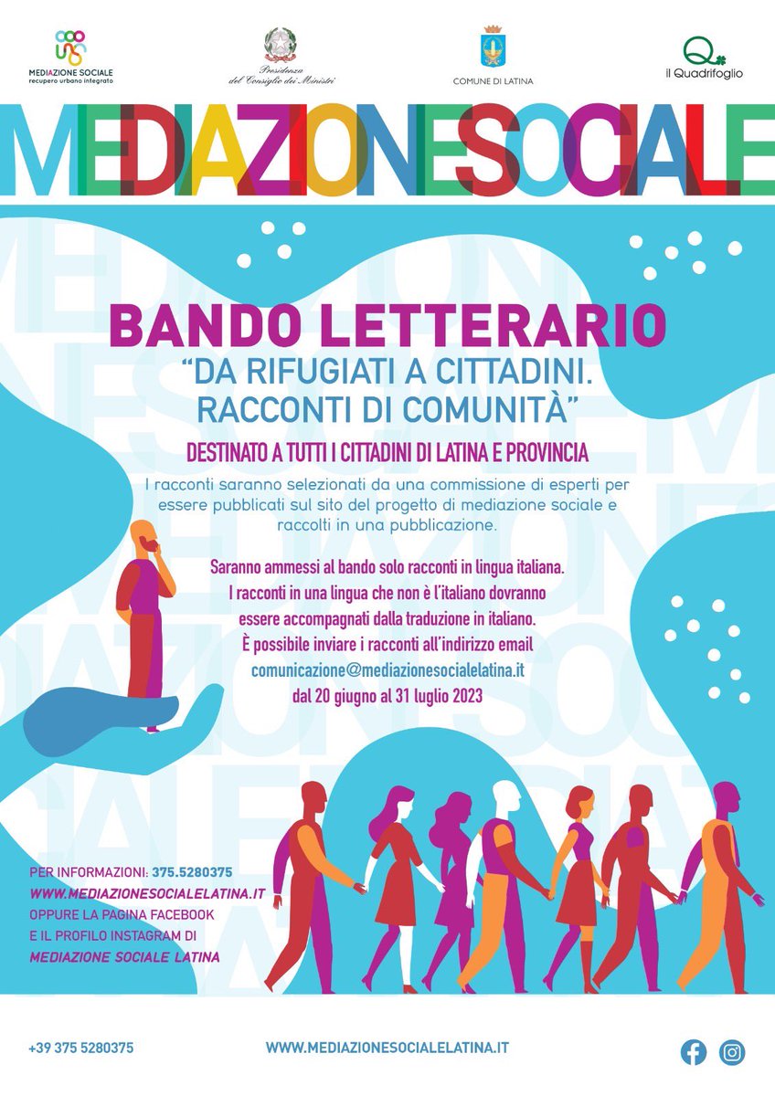In occasione della #GiornataMondialedelRifugiato “Mediazione Sociale Latina” presenta la prima edizione del bando letterario “Da rifugiati a cittadini. Storie di comunità”.  ℹ️ mediazionesocialelatina.it/da-rifugiati-a…