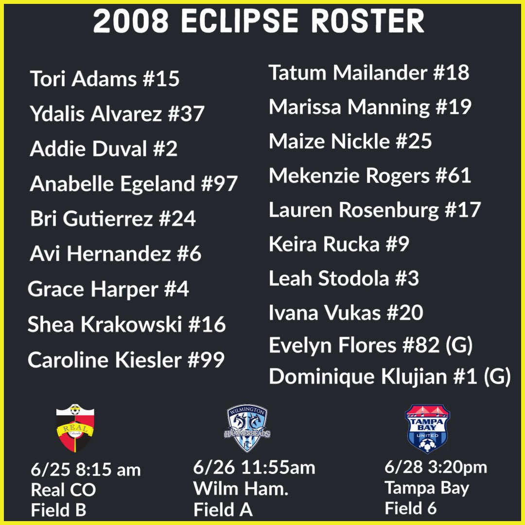 ECNL National Playoffs!! Hope you can catch us in action! 
<a href="/EclipseSelectSC/">Eclipse Select SC</a> 
<a href="/ECNLgirls/">ECNL Girls</a> 
<a href="/TopDrawerSoccer/">TopDrawerSoccer</a> 
<a href="/ImYouthSoccer/">ECNL/GA/Recruiting/College Soccer</a> 
<a href="/USYNT/">U.S. Soccer YNT</a> 
<a href="/TheSoccerWire/">SoccerWire</a> 
<a href="/PrepSoccer/">Prep Soccer ⚽️</a>