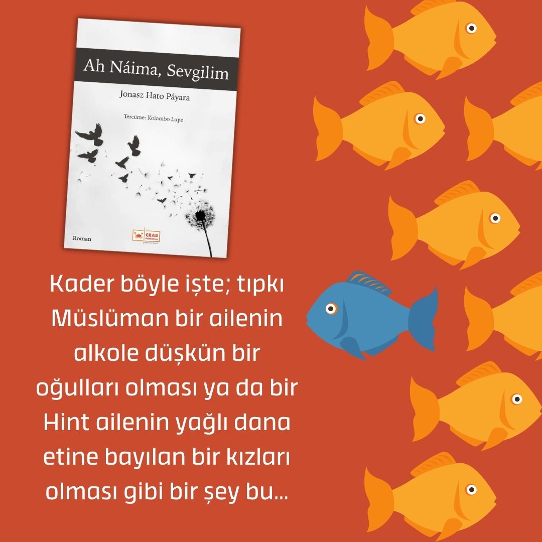 “… Kader böyle işte; tıpkı Müslüman bir ailenin alkole düşkün bir oğulları olması ya da bir Hint ailenin yağlı dana etine bayılan bir kızları olması gibi bir şey bu…”
<a href="/crabpublishing/">Crab Publishing</a> <a href="/crab_blog/">Crab Blog</a> 
#kitap 
#yenikitap
#herkitapbirdünya
#ahnaimasevgilim
#ahnaima