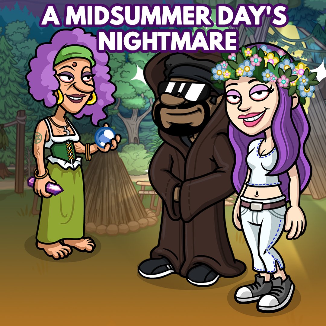 BudFarmIdle's tweet photo. Happy Midsummer!☀️🌻 Pack a fat bowl and celebrate the occasion with us!🥣 💨 Play through the NEW summer solstice-themed event TOMORROW to unlock NEW PRIZE Sabrina the Middle-Aged Wiccan!🔮
Download Now! 👉 https://t.co/ACd4wFtCiz
#BFIdle #BudFarm https://t.co/MzuPse6Rgq