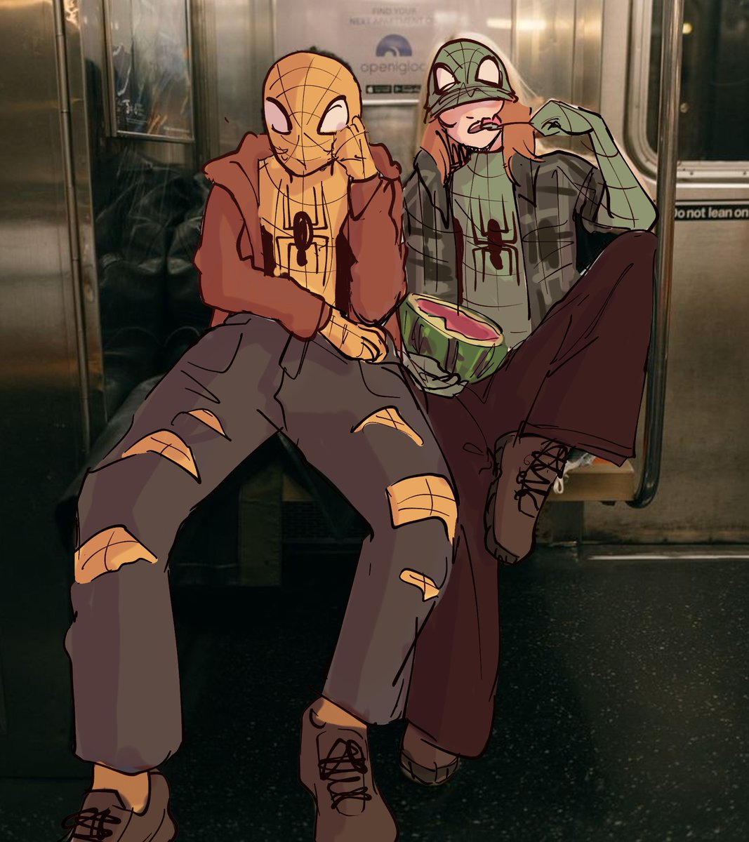 pochannabel's tweet photo. in honor of me going to watch spiderman today (istg if it gets sold out again) here is all the spidersona wips I've done :D 
ft. @Beepb009 @zeeskeit5 https://t.co/eqBJnqNh0x