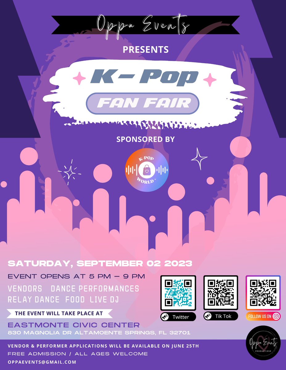 Oppaevents's tweet photo. Hi everyone! 

Please look forward to more details for our upcoming event. 

#orlandokpopevent #kpopeventflorida #kpoporlando #kpoporlandoflorida #kpopevents #kpopevent #eventkpop #orlandoflorida https://t.co/Xd7qns6KCK