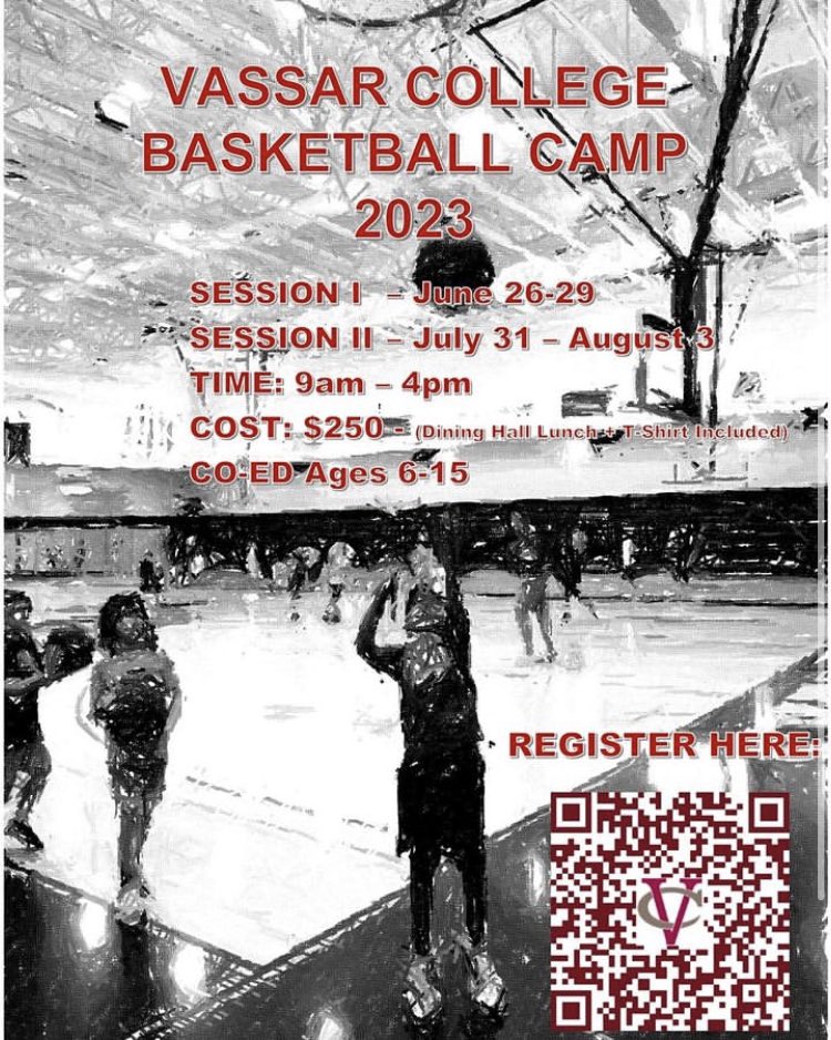 VassarMBB's tweet photo. Last Call for Session 1 of @Vassar Co-Ed Basketball Camps! We have 3 incoming First-Years ready to coach - Register Today!
🗓️ - June 26-29 + July 31-Aug 3
⏰ - 9AM - 4PM
💰- $250
Includes - Dining Hall Lunch, T-Shirt
#BrewerPride #Summer  #HudsonValley
https://t.co/jODBWGbLJq… https://t.co/Q72t4l5dDQ