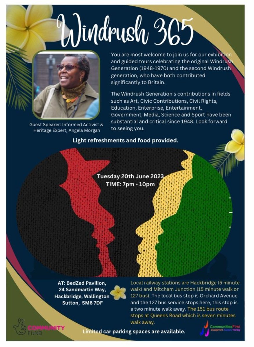 Wandle4Labour's tweet image. #Labour Cllr Dave Tchil attended this brilliant #Windrush75 event tonight. By a wonderful coincidence the speaker used to live in #Hackbridge being one of first Black families to live here decades ago! #History #Community #Connection
