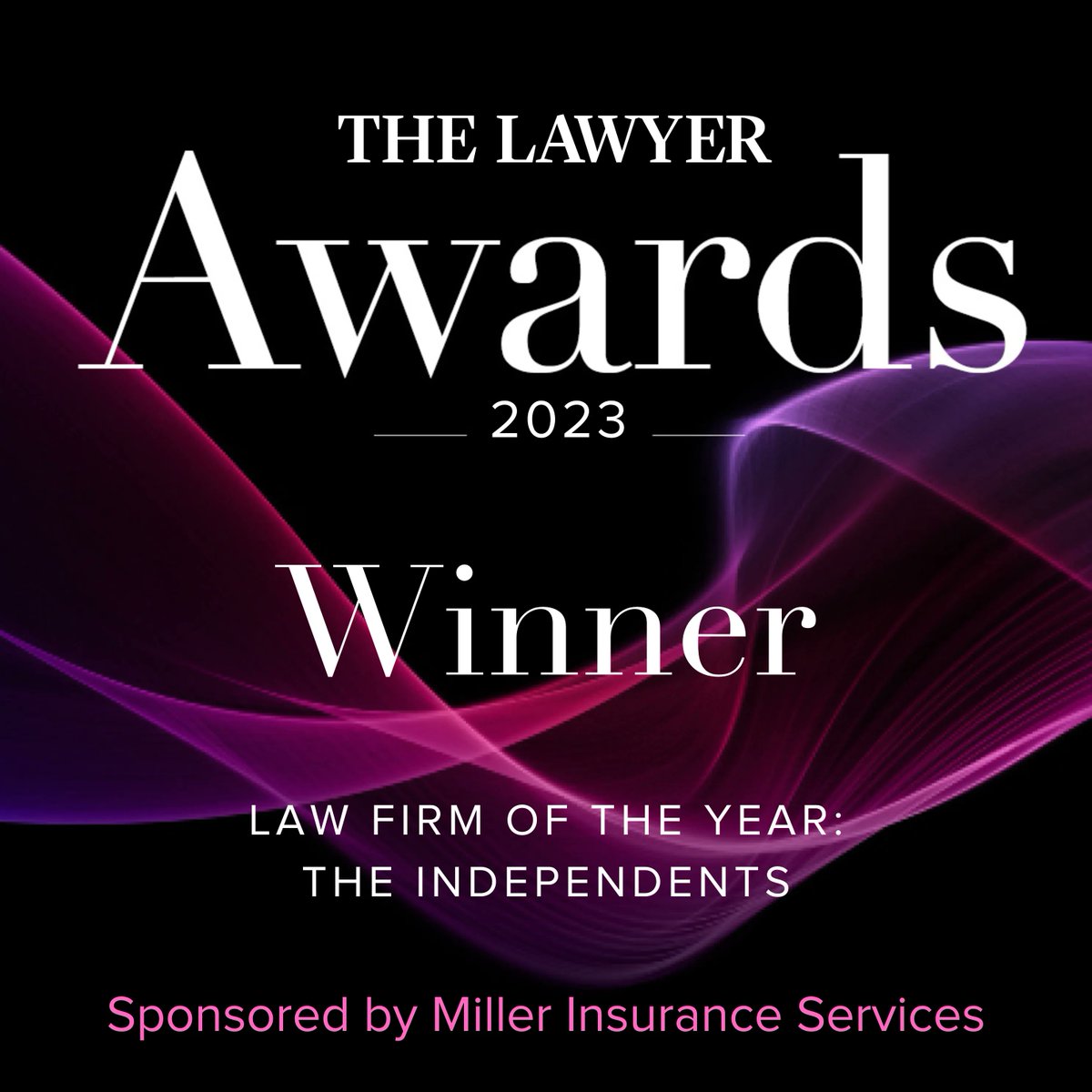 TheLawyermag's tweet photo. Law firm of the year: The Independents, sponsored by Miller Insurance Services is picked up in third place by Stevens &amp; Bolton. The silver goes to Lester Aldridge. In first place Our winner is Clarion. Congratulations!
#TLA23 https://t.co/4CwcoeVYa9