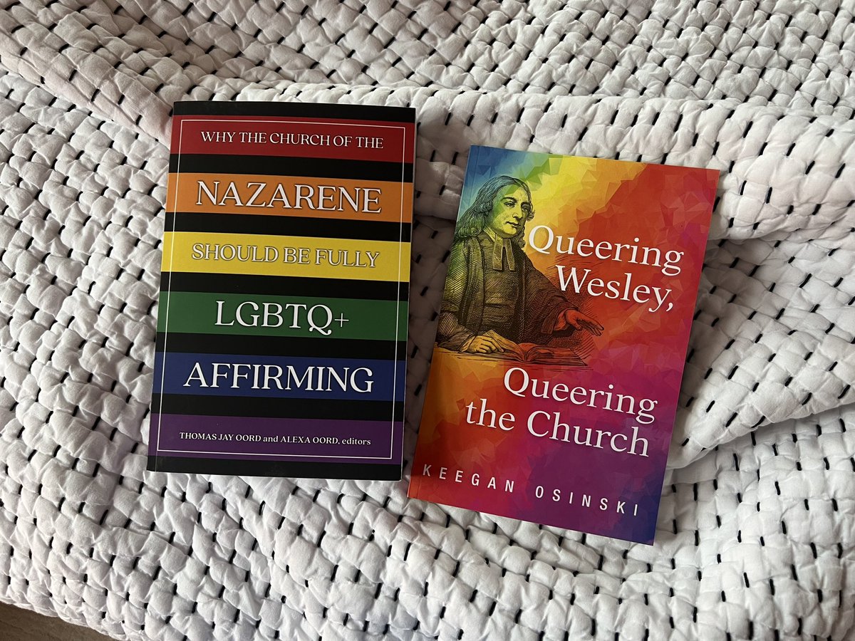 Kat0leen's tweet photo. I’ve decided the only reason I’ll use Twitter anymore is to continuously poke at homophobic #Nazarenes ✨ 

My books came in the mail, I am ready to cite some mfing sources in print, thanks to @keegzzz &amp; @ThomasJayOord!

#NazGA2023 🤠 https://t.co/xMp5Ftcag0