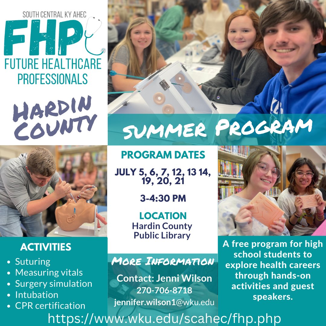 If you're interested in our Hardin County summer FHP program located @hardincountylib , click the link below!
wku.edu/scahec/fhp.php