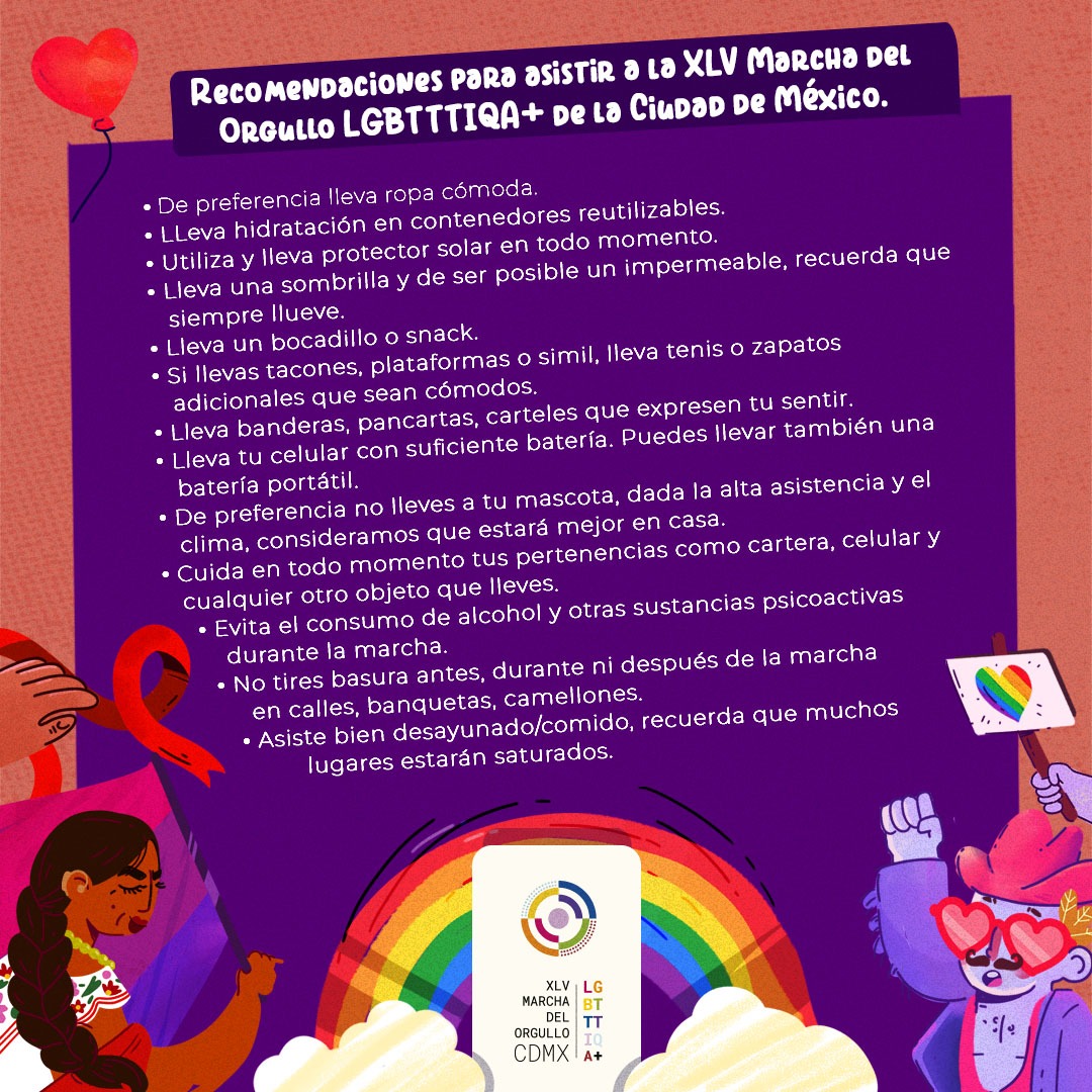 No olviden estas recomendaciones al asistir.
  ¡Cuidate y cuídemonos entre todxs! ✨

#LibertadJusticiaYDignidad #JamasNosBorraran #ElOrgulloPermanece #YoMarchoAPie