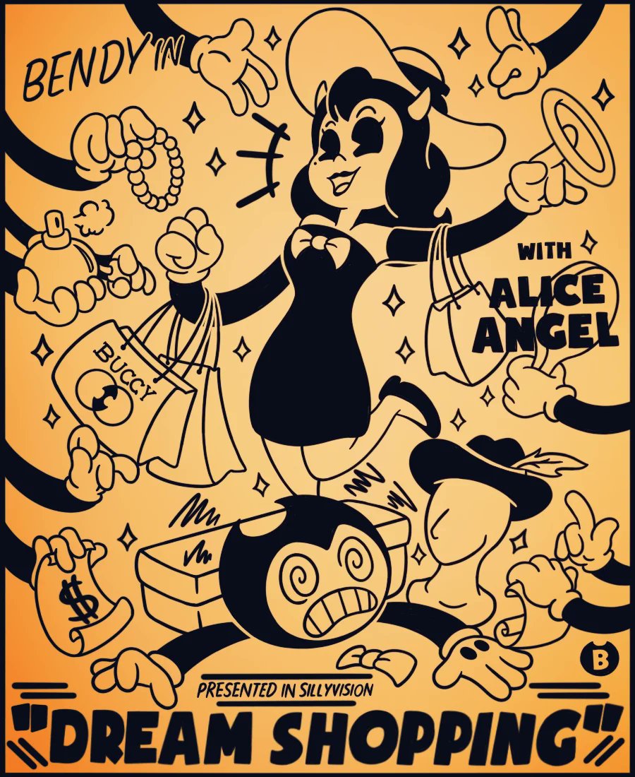 Bendy in Dream shopping 
               With Alice Angel

'Alice Angel Goes Hat Shopping'

#bendyandtheinkmachine #BATDR
#bendyandthedarkrevival #BATIM 
#drawing #artist #sketch #bendy
#aliceangel #JoeysArtChallenge