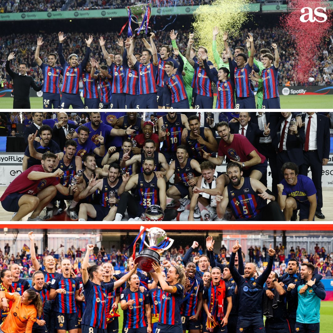 diarioas's tweet photo. 🔴🔵 El año del BARCELONA:

🏆 CAMPEÓN DE LIGA MASCULINO (BASKET)
🏆 CAMPEÓN DE LIGA MASCULINO (FÚTBOL)
🏆 CAMPEÓN DE LIGA FEMENINO (FÚTBOL)
🏆 CAMPEÓN DE CHAMPIONS FEMENINO (FÚTBOL)
🏆 CAMPEÓN DE LIGA MASCULINO (BALONMANO)
🏆 CAMPEÓN DE LIGA MASCULINO (HOCKEY) https://t.co/ZRAflGhDb8