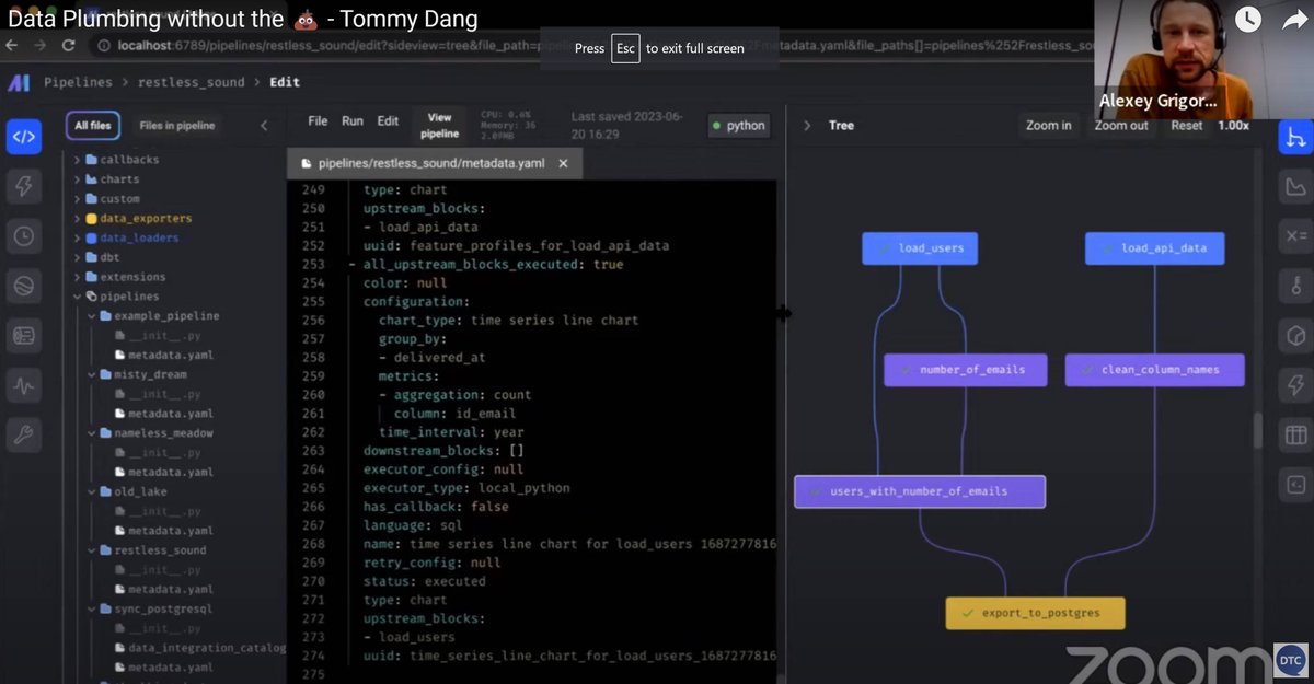 Bonus content for #mlopszoomcamp wk4?
@mage_ai workshop today with @TommyDANGerouss and @Al_Grigor
Really impressed how well code blocks are integrated with the UI. Also, how all configurations can be saved as code.🔥Thanks for the demo!
#cloudML #getcloudcertified #MLOps 162/200